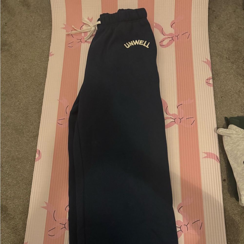 Navy Sweatpants with 'UNWELL' Logo